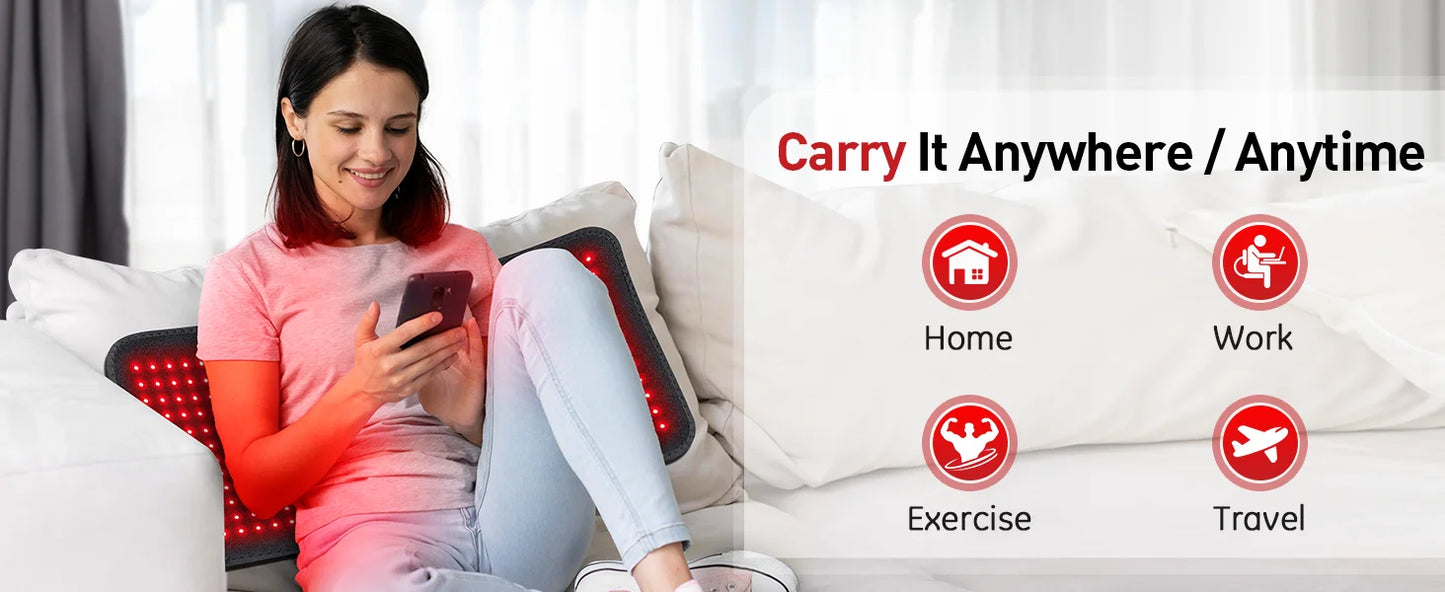 Updated Red Light Therapy Heating Pad for Body Device Cushion Mat Waist Back Shoulder Muscle Pain Relief Relax Infrared Light