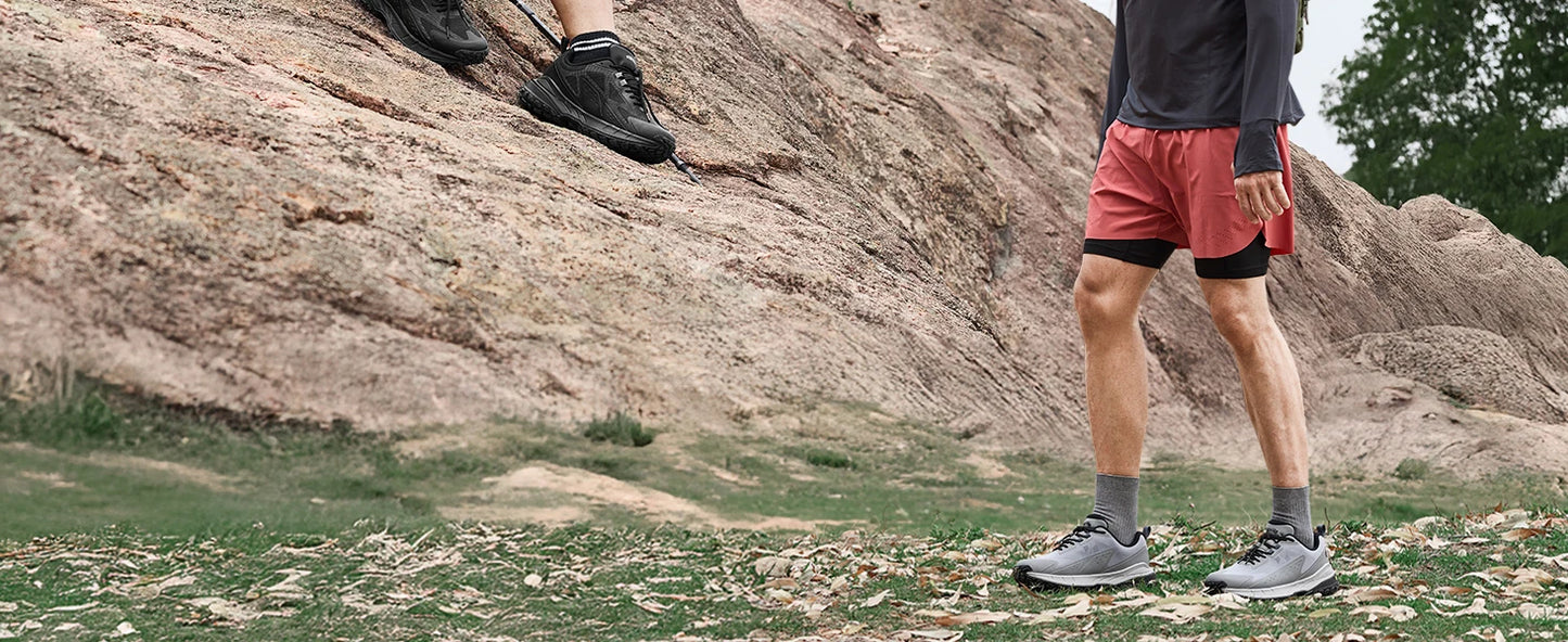 Fittington Wide Shoes For Men.  Breathable Mesh Upper Sneakers Non-Slip Trekking Hiking Walking Shoes With High Arch Support