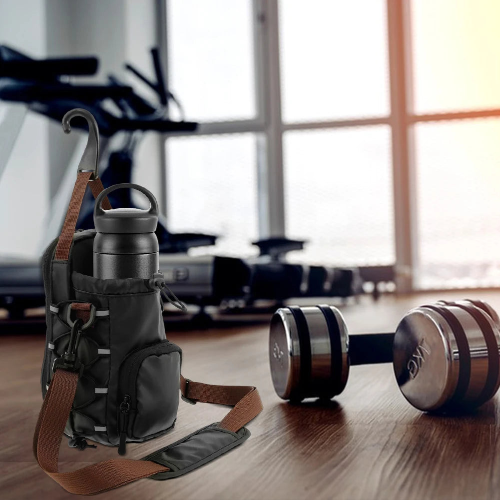 Magnetic Gym Sling Bag with Water Bottle Holder Gym Chest Pouch Gym Bottle Carrier Bag for Men Women Gym Accessories Organizer