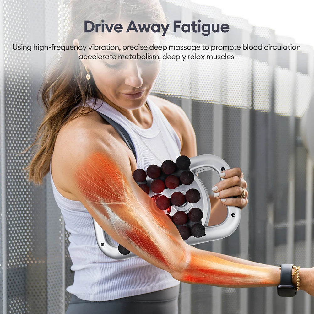 42 Heads Fascia Gun Wireless Vibration Body Massage Gun 9 Speed Red Light Deep Tissue Muscle Relax Massager for Gym Office Home