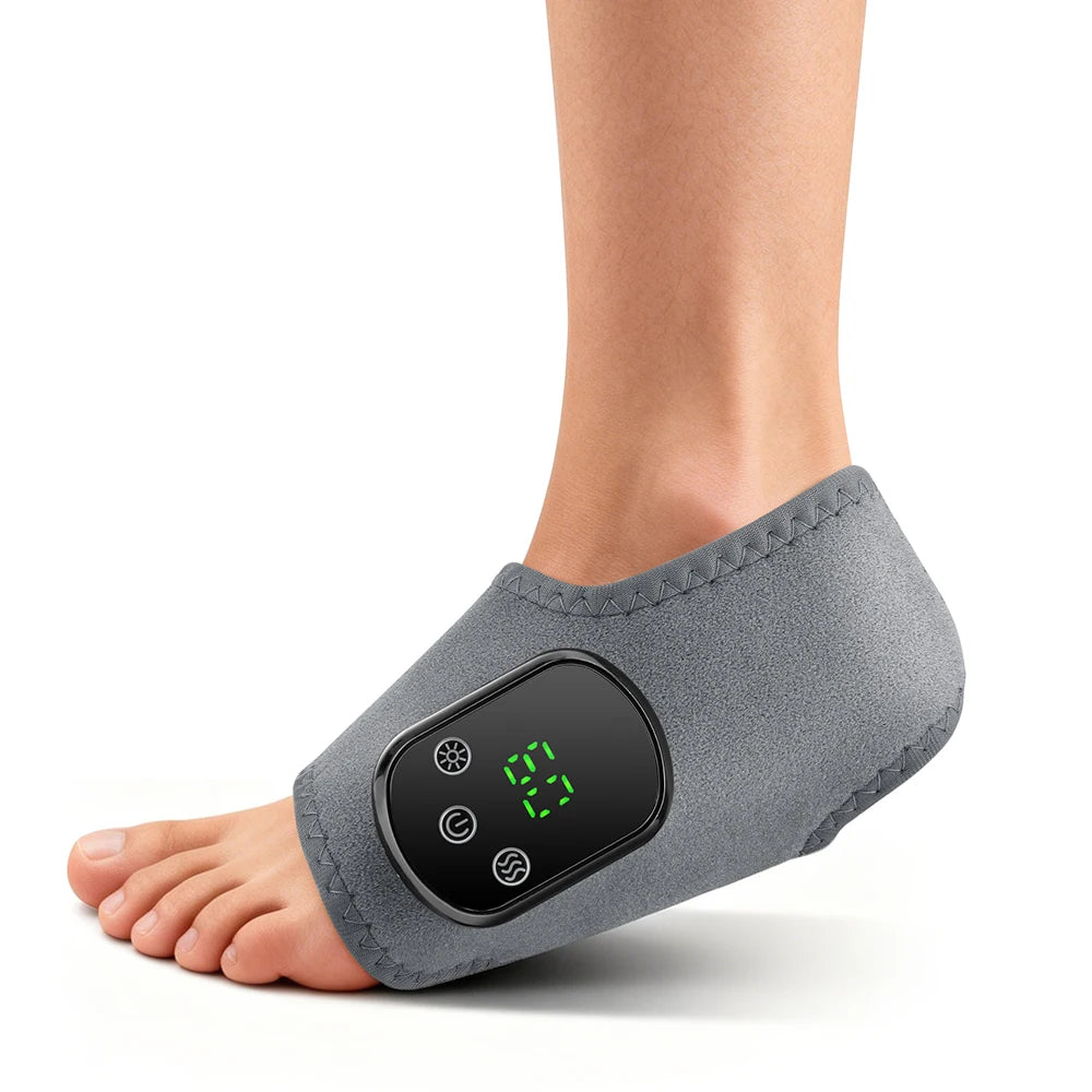 Rechargeable Wireless LED Ankle Massager with Heated Brace 5 Heat Settings & 3 Vibrations for Joint Relief And Relaxation