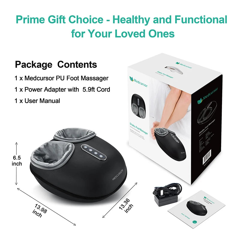 Medcursor Shiatsu Foot Massager Machine with Heat Roller Muscle Relaxation Pain Relief Electric Fully Wrapped Foot Massage