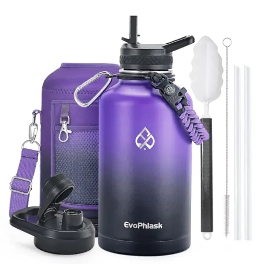 Insulated Water Bottle, Vacuum Stainless Steel Water Bottle Keep Cold 48Hrs, Half Gallon Large Water Jug for Travel, Sport, Gym