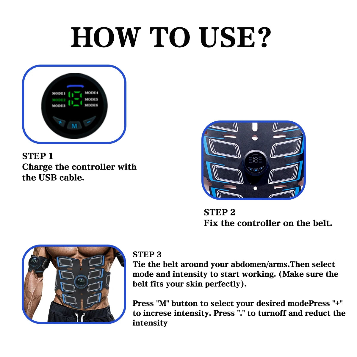 Fitness Equipment EMS Stimulator for Men & Women Abdominal Muscle Stimulation Training with 6 Modes And 18 Intensities for Muscle Training