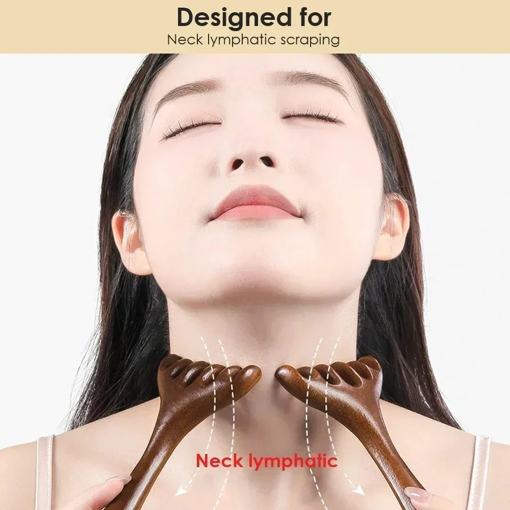 Natural Golden Sandalwood Five-Claw Scalp Massager Gua Sha Tool Back Scratcher Spa Handheld Meridian Massage Comb Hair Care 2035