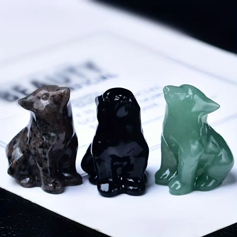 Random style 3pcs natural crystal animal carving ornaments, original mineral specimens, mini home decoration ornaments, high-quality and exquisite holiday gift handicrafts