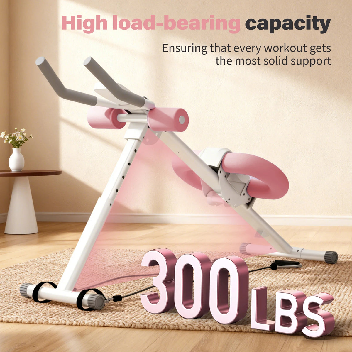 Foldable Ab Crunch Machine Core Workout Bench Adjustable Equipment Fitness Exercise Strength Resistance Bands for Home Gym