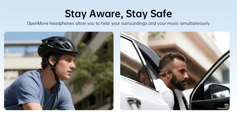 Open-ear Bone Conduction Headphones, Wireless Ear-hook Sports Headset with Microphone, 16 Hours Playback, BT 5.3 Stable Connection, HiFi Stereo, Hands-free Calling for Running & Cycling