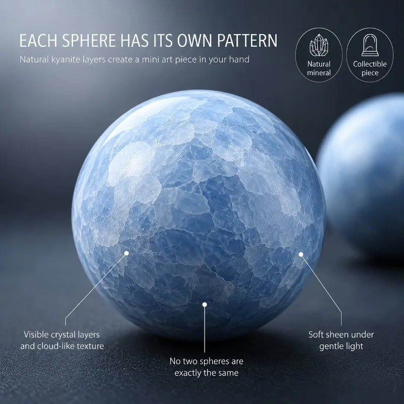 Blue crystal ball, mineral specimen, polished crystal ball, random style, suitable for home office living room decoration, is the perfect holiday gift for family, friends, and crystal enthusiasts