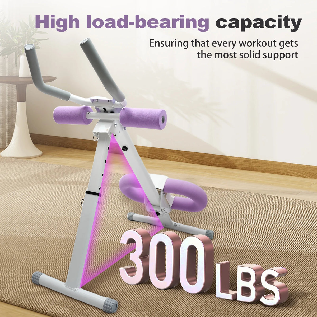 Foldable Ab Crunch Machine Core Workout Bench Adjustable Equipment Fitness Exercise Strength Resistance Bands for Home Gym