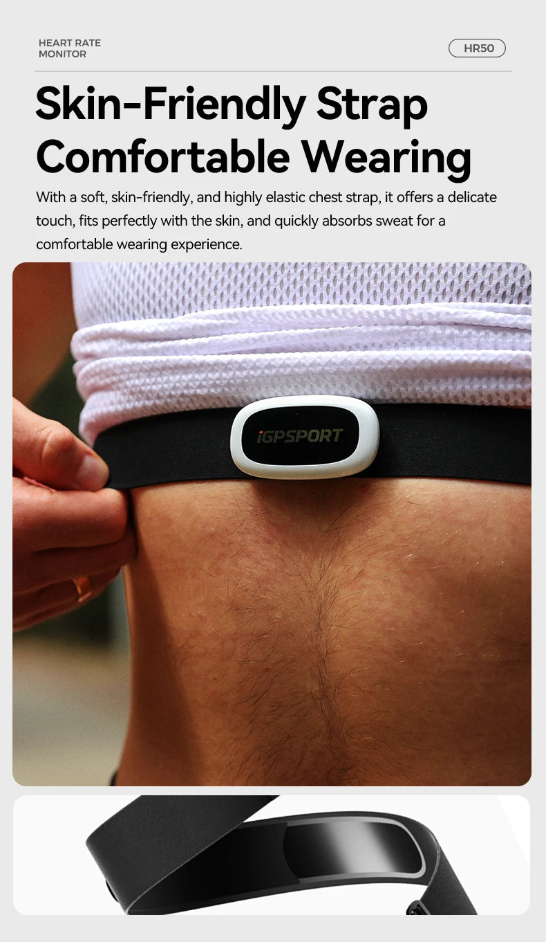 iGPSPORT HR50 Heart Rate Monitor Chest Strap Fitness Running Sport Heart Rate Sensor for Gym Cycling