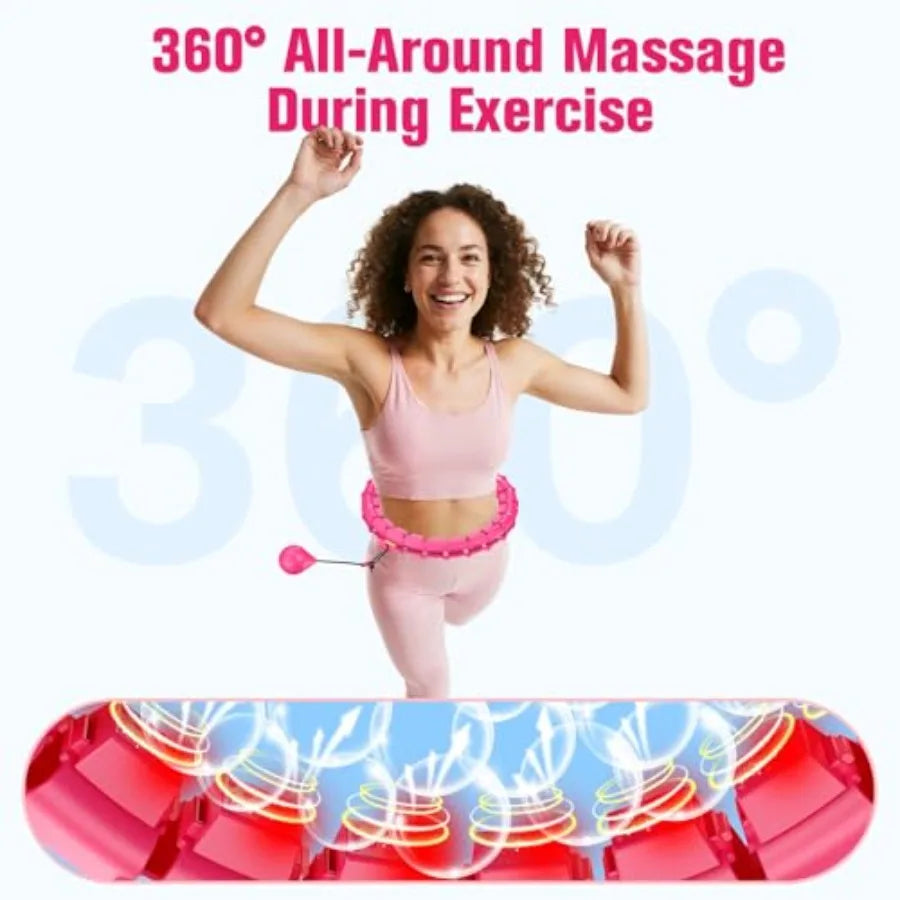 Fit Hoop Weighted Hula Pilates Circles, 32 Detachable Parts and 65-Inch Plus-Size Fit, Weight Loss Fitness Gear, Quiet Home Wor