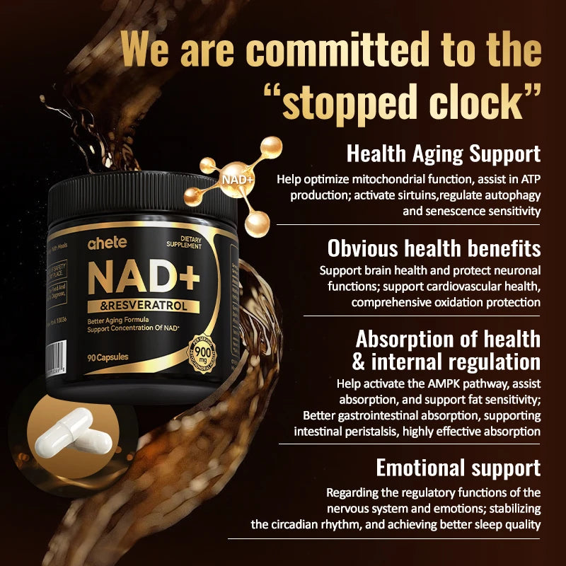 Nad + Resveratrol Supplement - Hypoallergenic, Easy To Swallow MNM For Energy & Overall Wellness.
