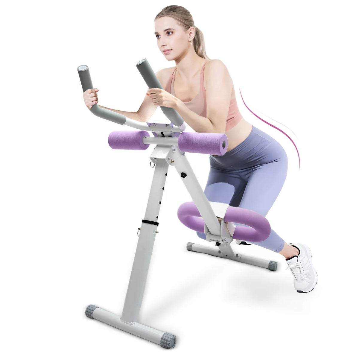 Foldable Ab Crunch Machine Core Workout Bench Adjustable Equipment Fitness Exercise Strength Resistance Bands for Home Gym