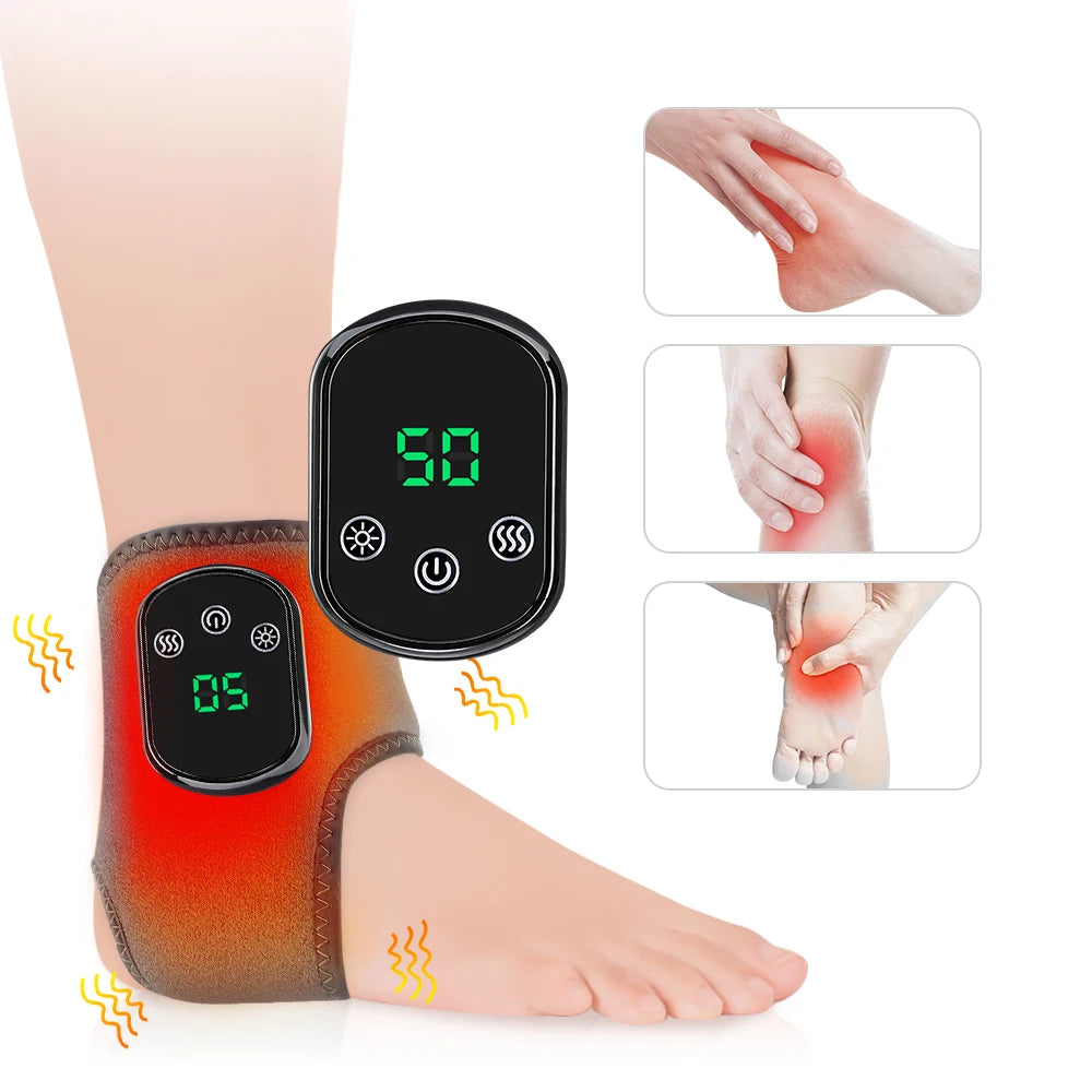 Electric Heating Foot Ankle Massager with Vibration Ankle Wrap Support Hot Compress for Joint Protection Foot Protector