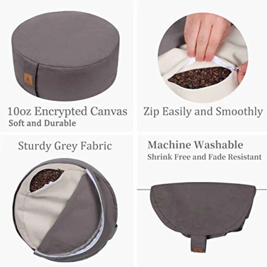 Zafu Buckwheat Meditation Cushion, D=13"/16" H=5.5", Round Zabuton Meditation Pillow, Yoga Bolster Kneeling Pillow Premium Yoga