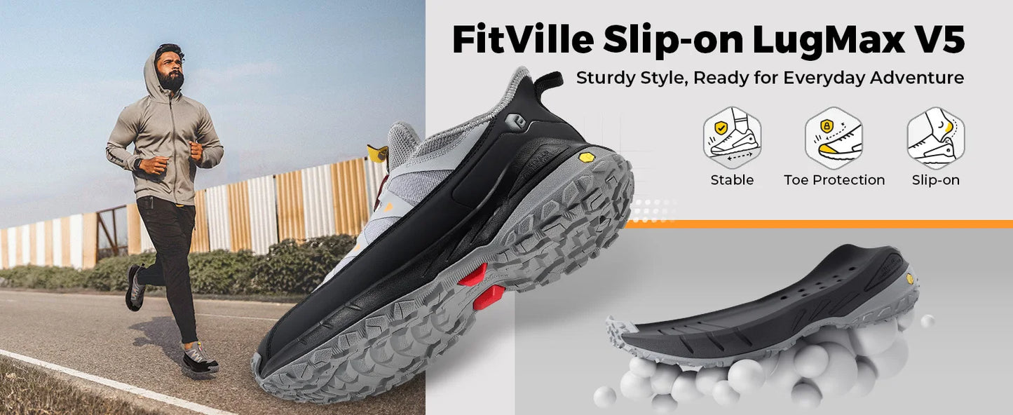 Fittington Slip-on Shoes Wide Sneakers For Men Soft Mens Running Shoe Slip Resistant Hiking Walking Shoes With Arch Spport