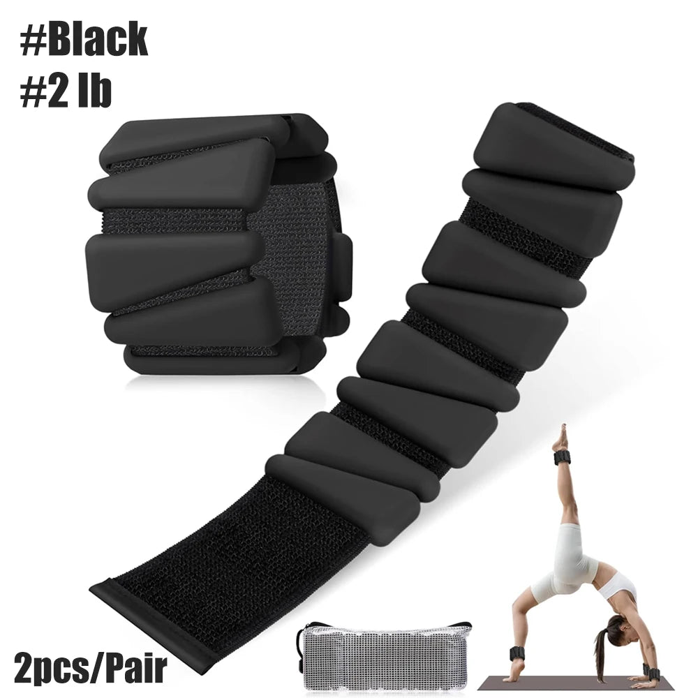 1Pair 2-4lbs Adjustable Wrist & Ankle Weights - Silicone Weighted Bracelets for Women Men - Yoga,Running,Pilates,Water Exercises