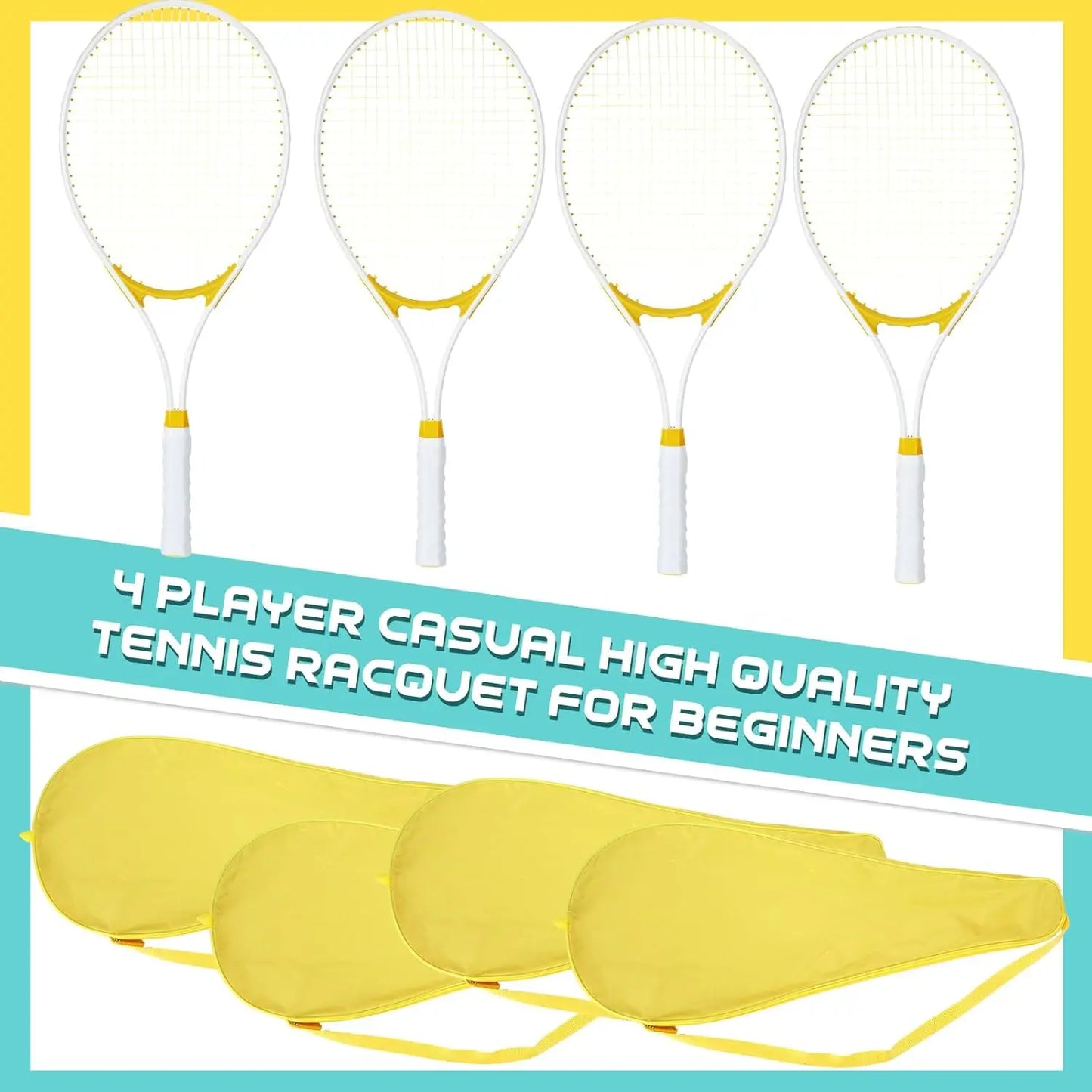 4 Pcs Tennis Rackets for Adults Recreational 4 Players 27 Inch Tennis Racquets Lightweight Tennis