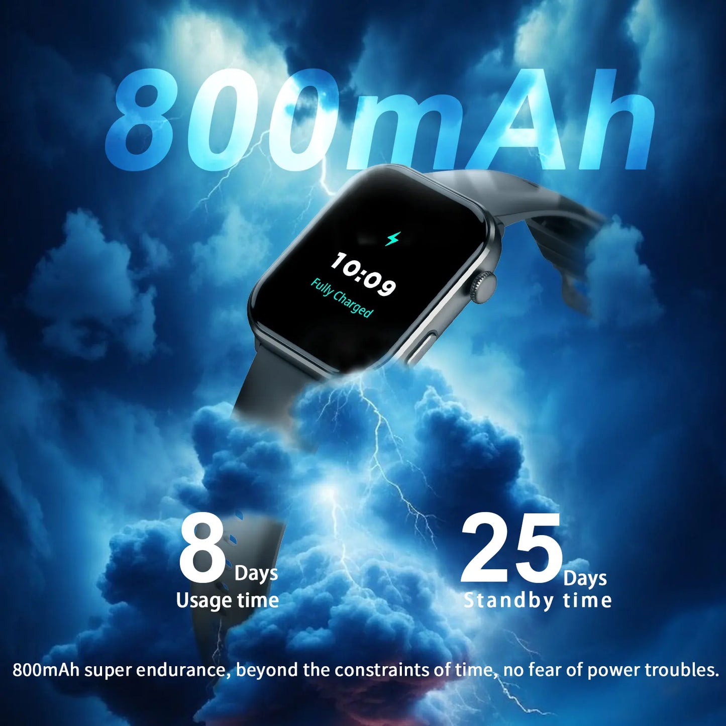 Blackview 800mAh 1.96'' AMOLED Screen R60 Bluetooth Call Smartwatch Blood Oxygen Health Monitoring for Men Women Fitness Tracker