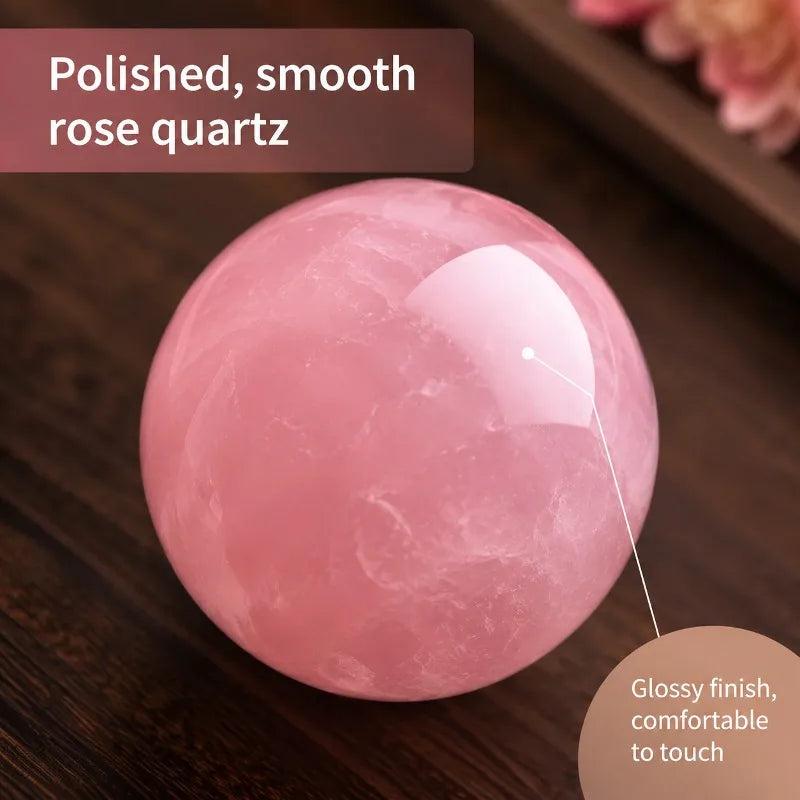 1 beautiful polished rose quartz crystal ball, random style, pink rose quartz ball, mineral collectible, perfect home collection art decoration, unique holiday gift, ideal choice for crystal enthusiasts