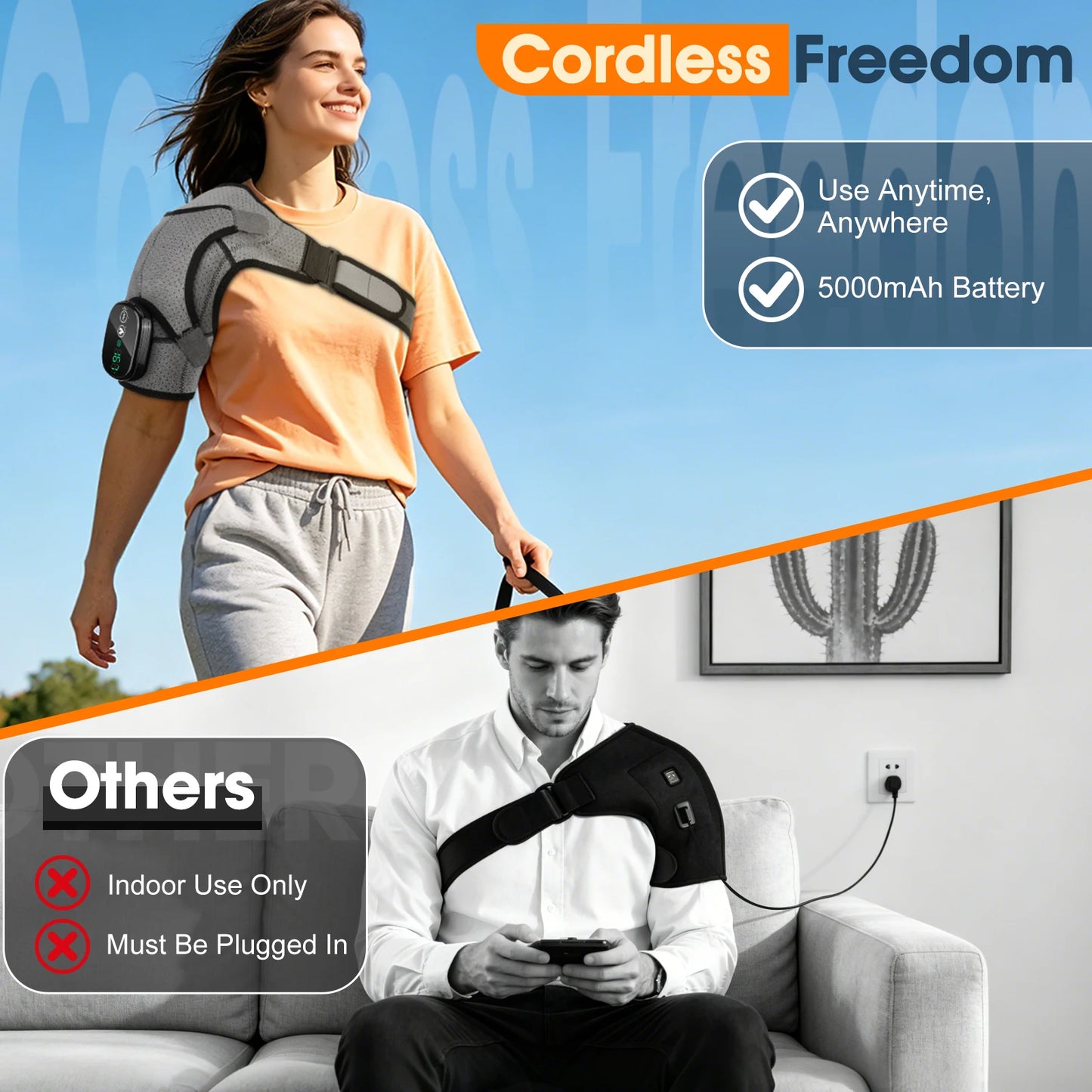 Heated Massage Shoulder Wrap Cape Touch Screen 6-Level Heat 45-70°C 3 Vibration Modes 5000mAh Muscle Fatigue Relief Unisex