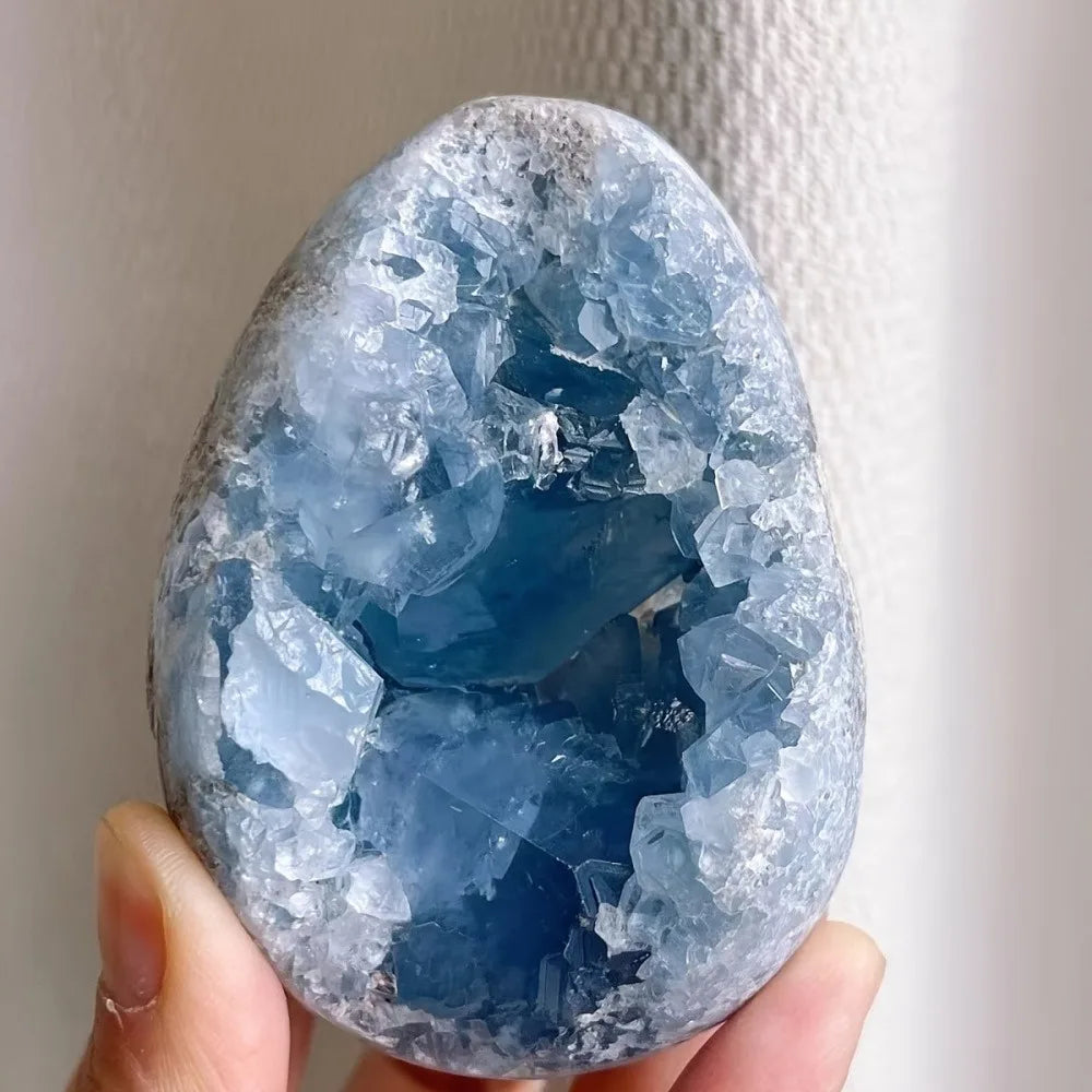 400-600g  Celestite Geode Cluster Semi Precious Stones Crystal Stones  Healing Authentic  Carving Crystal  Gemstones Decoration