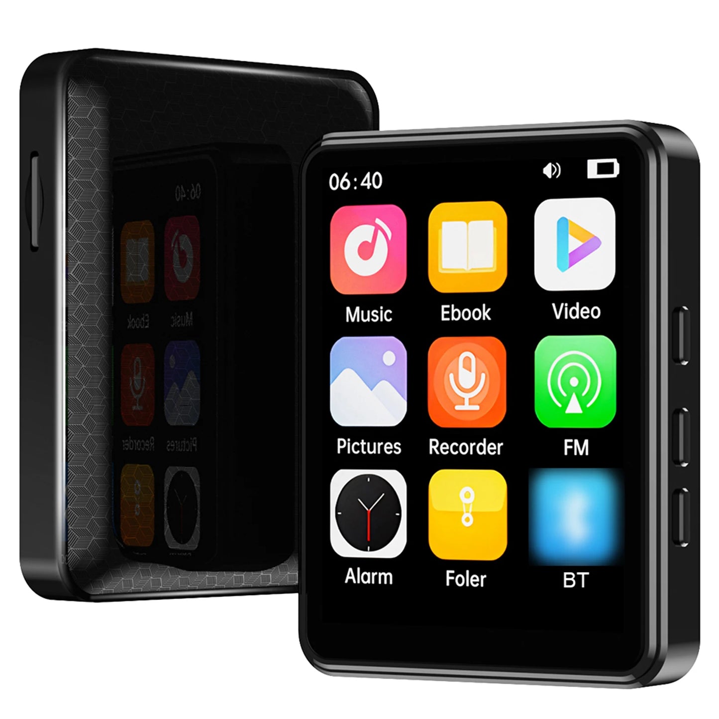 2.4 Inch Full Touch Screen MP3 MP4 Player with Speaker BT with Built in Speaker TF Card Expansion Supports for E-book Reading
