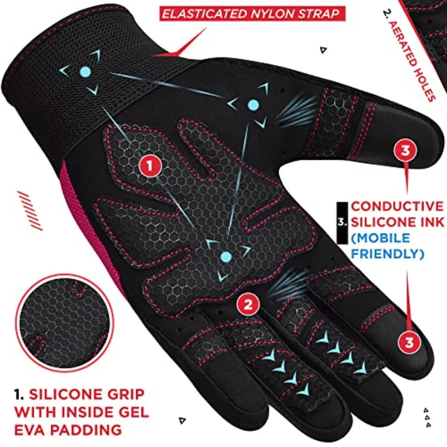 Weight Lifting Gloves Gym Workout, Full Finger Touch Screen, Breathable Anti Slip Padded Palm Protection, Fitness Strength Trai