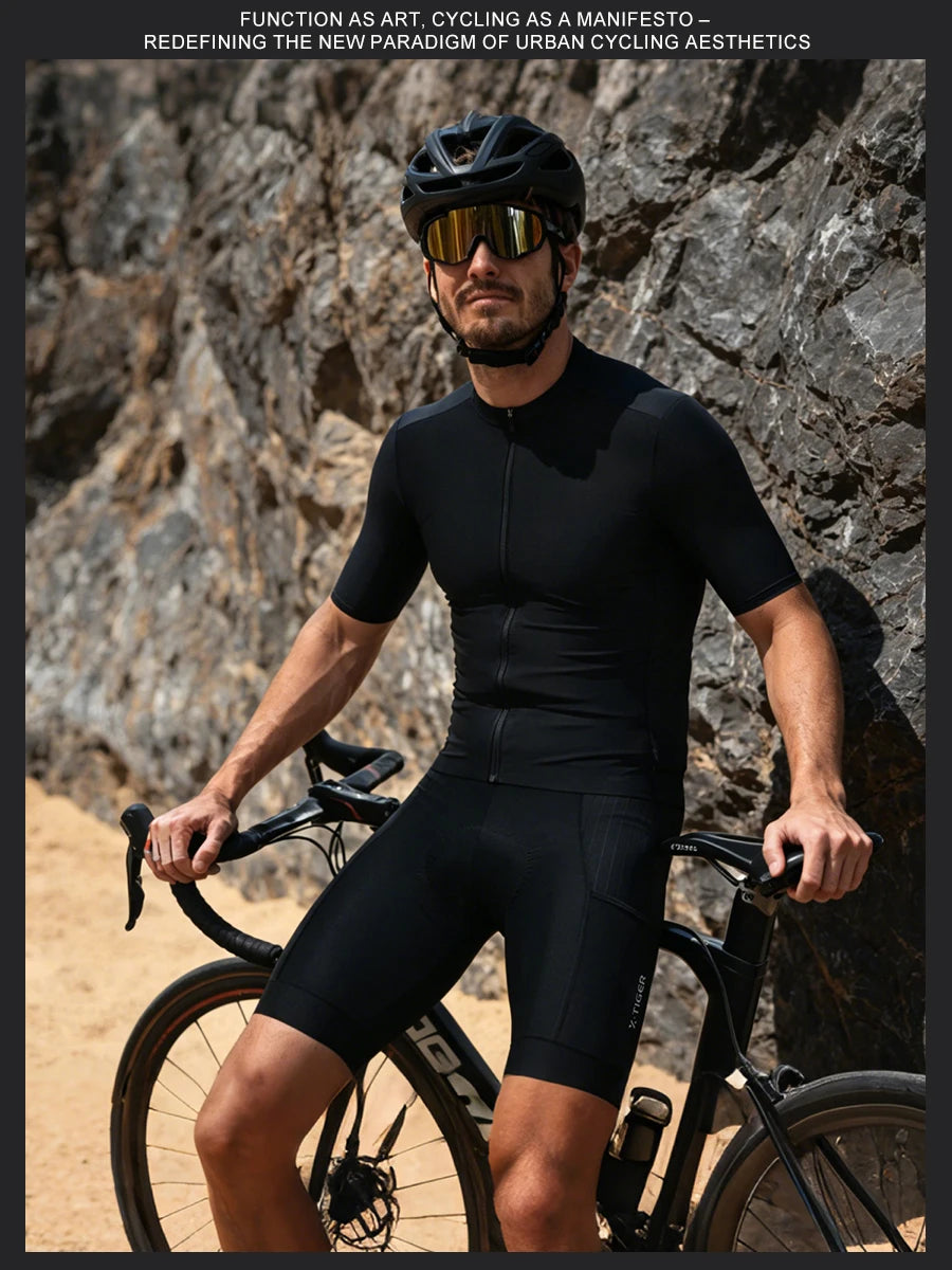 X-TIGER Men Cycling Bib Pants Anti-Slip Leg Grips 7-Hour Ride Padded Summer Riding Bike Bib Shorts with Side Pockets