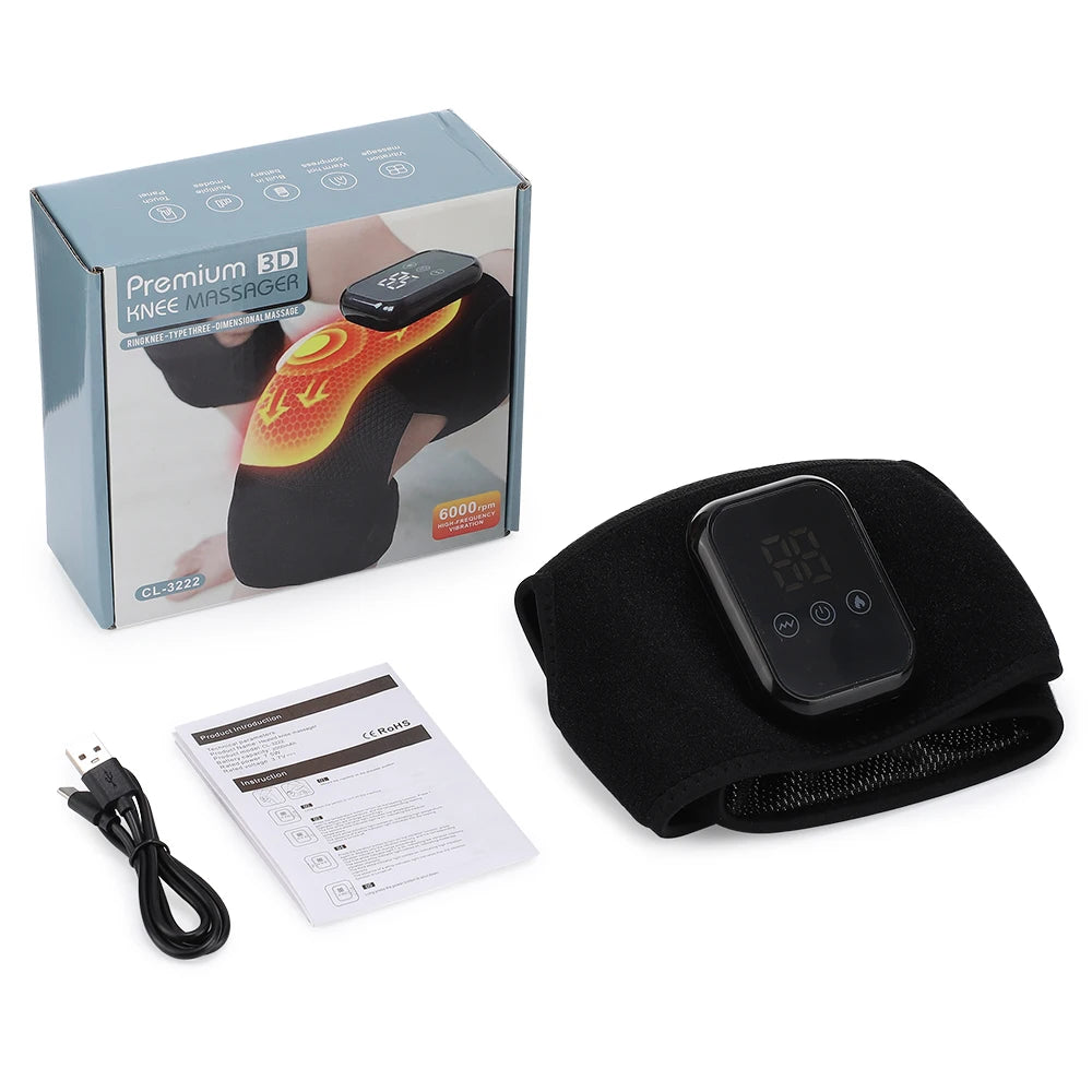 Electric Heated Vibration Knee Massage Pad 3 Level Hot Compress Thermal Joint Brace Care Muscle Relaxation Blood Circulation