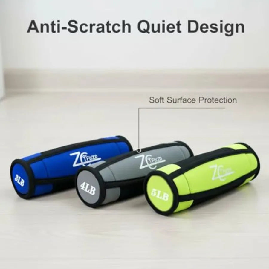 Soft Hand Weight Set with Non-Slip Strap-Multiple Weights 1/2/3/4/5LBS Dumbbells for Men Women Walking Running Cardio Yoga Pila