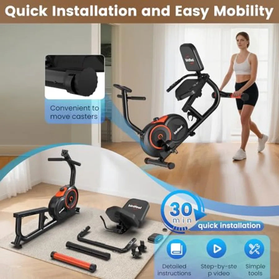 Recumbent Exercise Bike for Home Adults Seniors 400 lbs Load Ccity 16 Adjustable Gears Soft Adjustable Seat Black