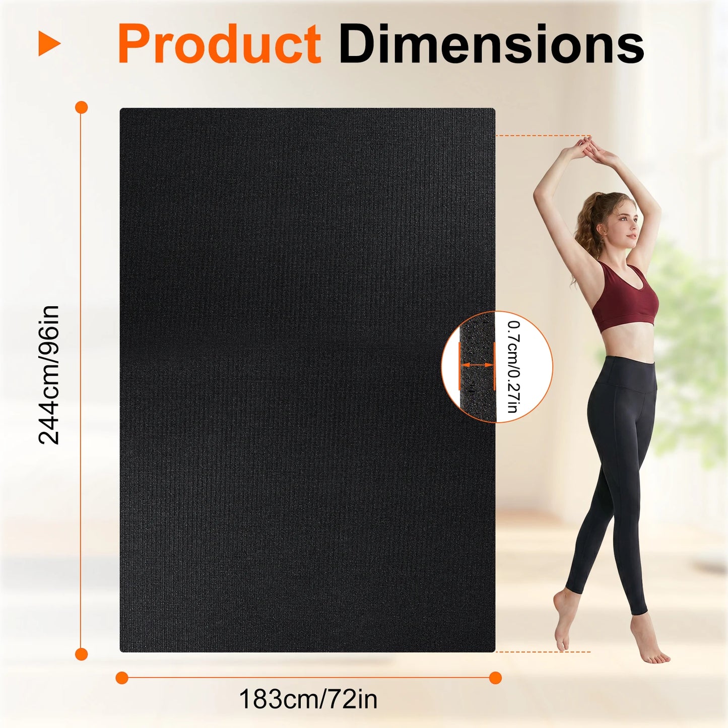 Large Yoga Mat 8 Ft X 6 Ft 7mm Thick PVC Exercise Mat for Home Gym Stretching Workouts Cardio Weights Yoga Fitness Pilates