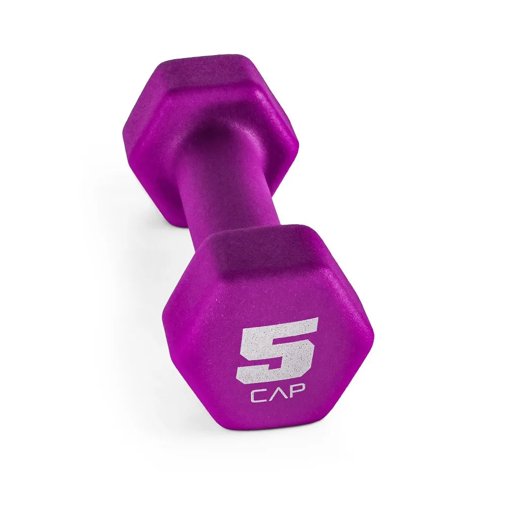 Neoprene Coated Hexagon Dumbbell 5 Pound Set for Home Gym Fitness Workout Strength Training