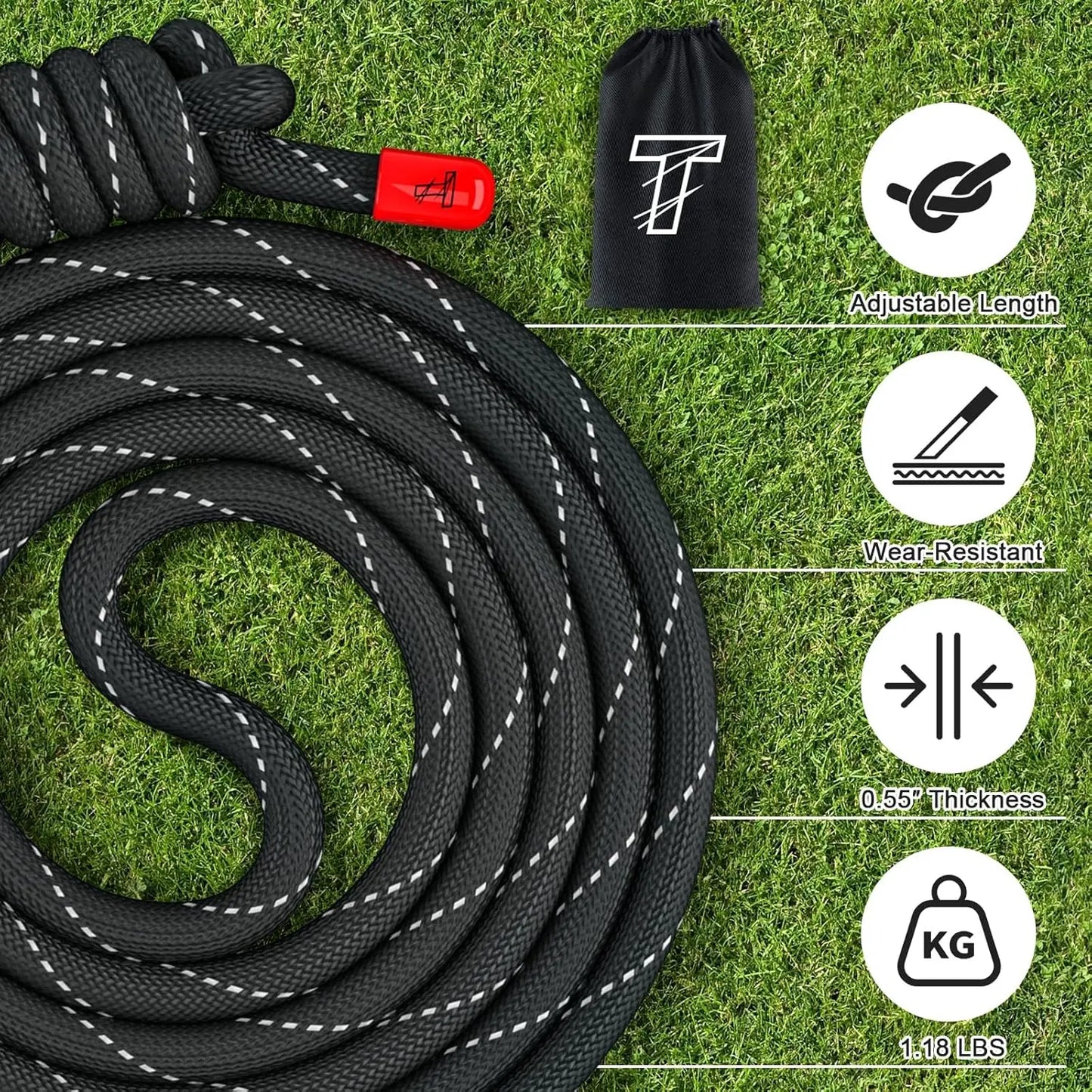 9ft Adjustable Flow Rope for Cardio & Flexibility, Lightweight Double Woven Jump Rope for Men Women Beginners Indoor Outdoor Exercise