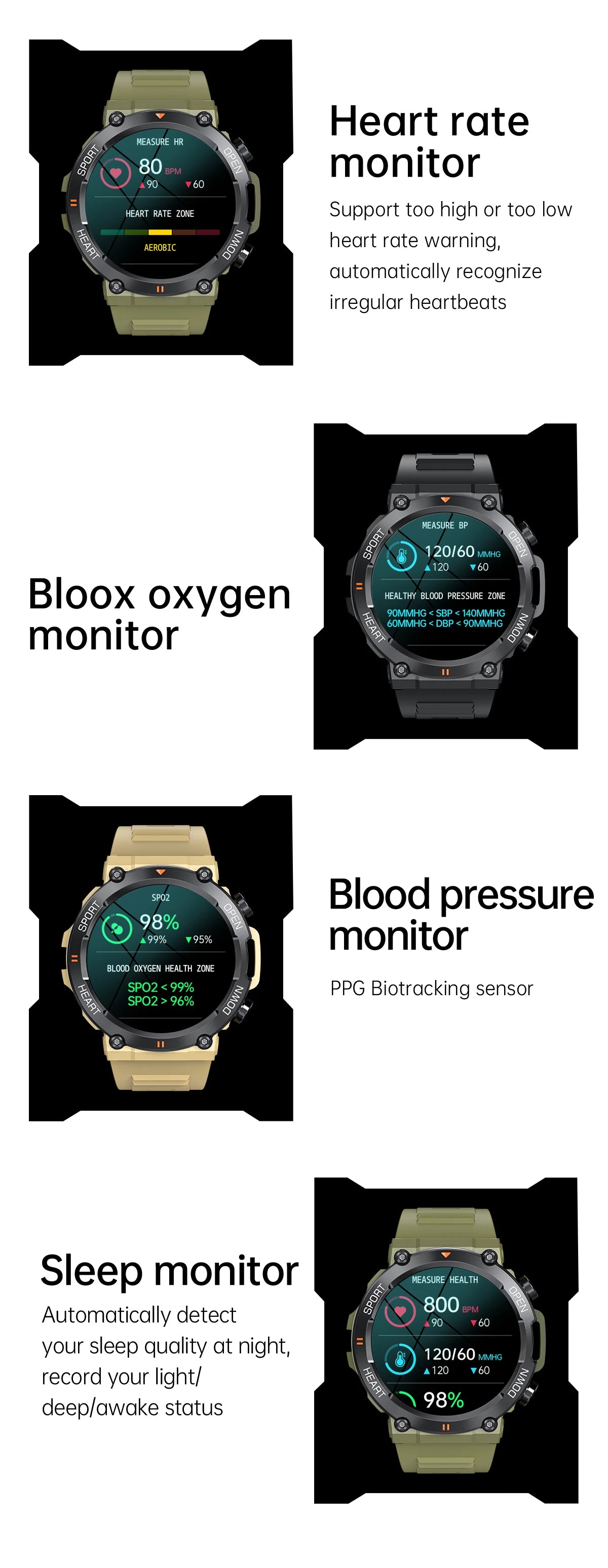 SENBONO Men's Smart Watch  Big Screen Bluetooth Call 400mAh Military Outdoor Sports Fitness Tracker Smartwatch Men Women K56