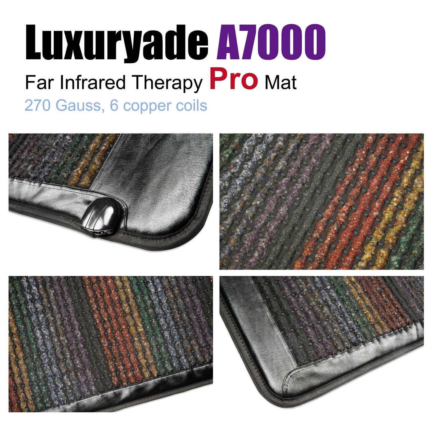 Luxuryade A7000 PEMF Crystal Mat Amethyst Therapy FlR Infrared Heating Heating BIO Massage Mattress