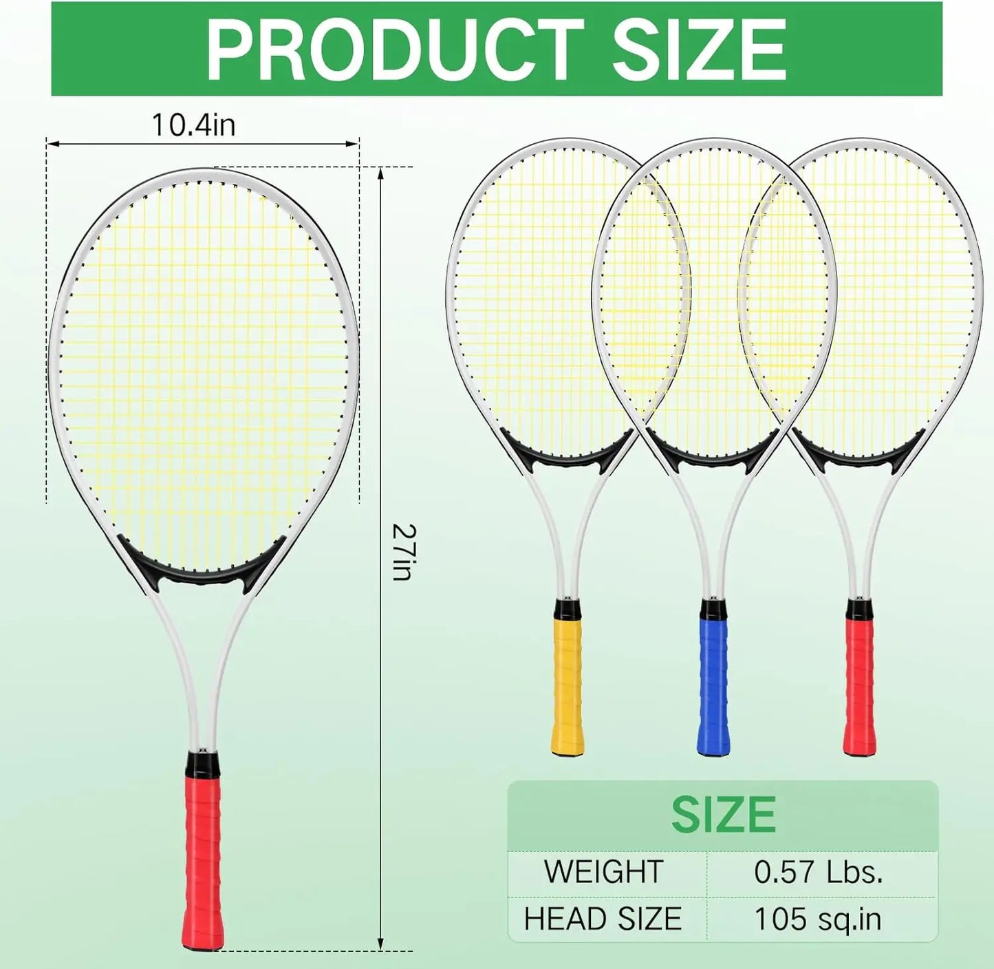 6 Pcs Tennis Rackets for Adult Recreational 6 Players 27'' Tennis Racket Set with 3 Balls Lightweight