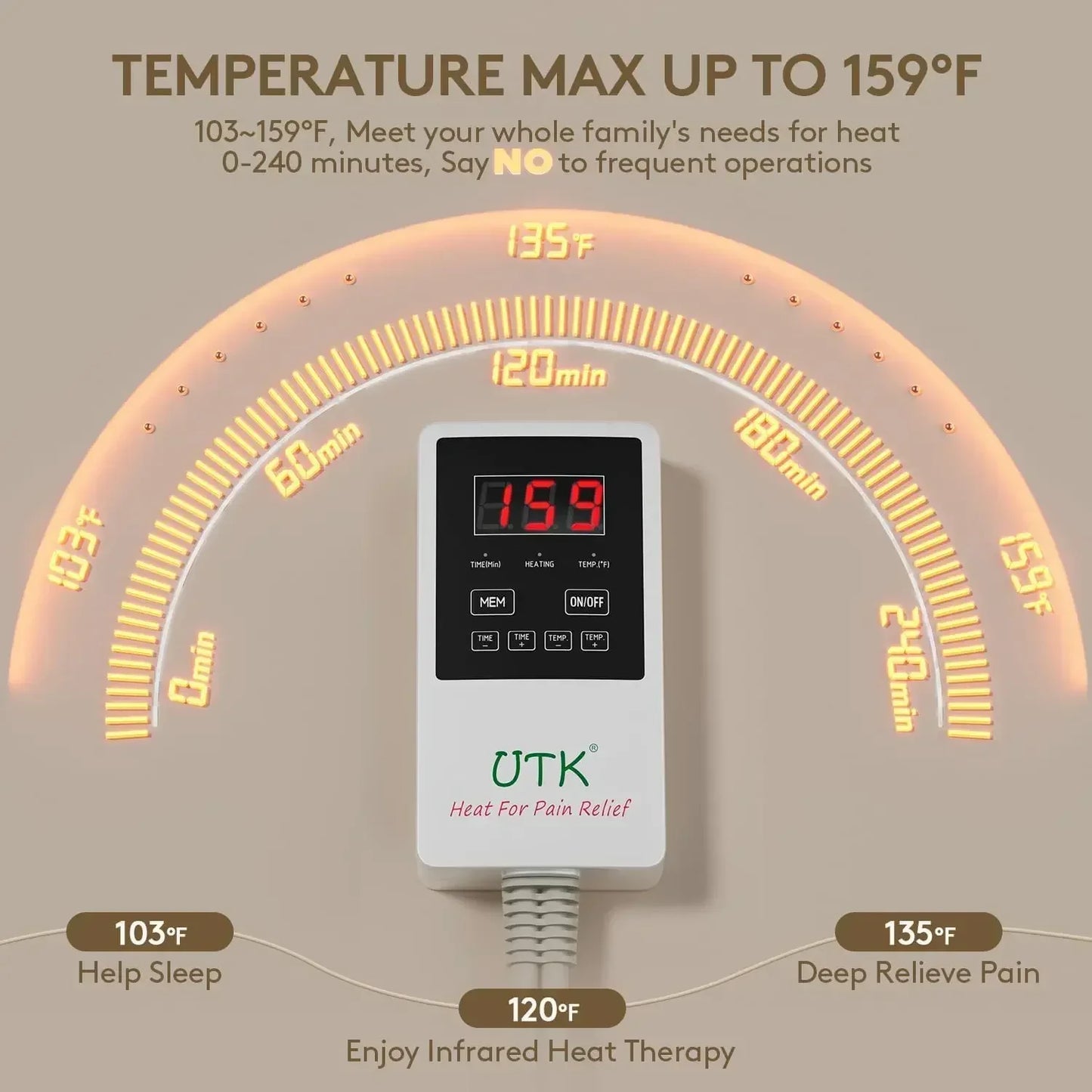 Heating Pad for Back, 5X Deeper Back Pain Relief, Far Infrared Heating Pad with Natural Jade, FSA-HSA Eligible, Hotter to 159℉,