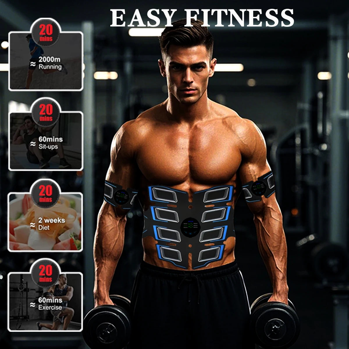 Fitness Equipment EMS Stimulator for Men & Women Abdominal Muscle Stimulation Training with 6 Modes And 18 Intensities for Muscle Training