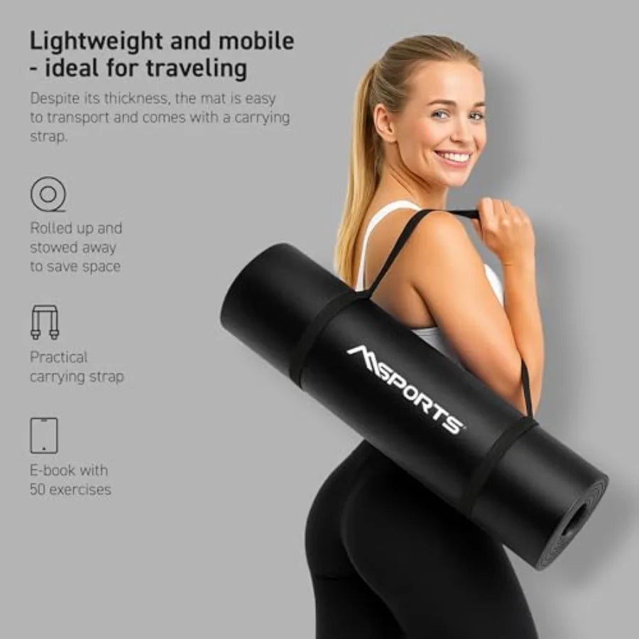 Yoga Mat Premium Non Slip Thick Extra Comfortable Exercise Mat for Home Workouts Pilates Stretching and Gym Cushioned NBR Foam