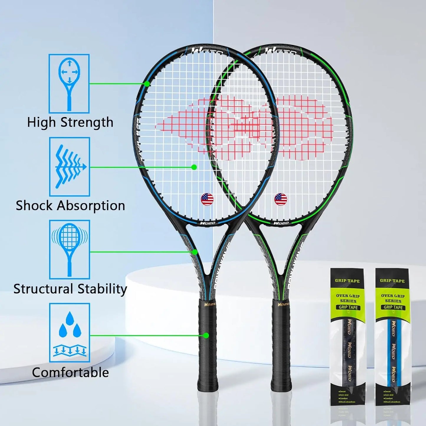 Adult 2 Player Tennis Racket Perfect for Beginner and Professional Players, 27” Speed Tennis Racquet