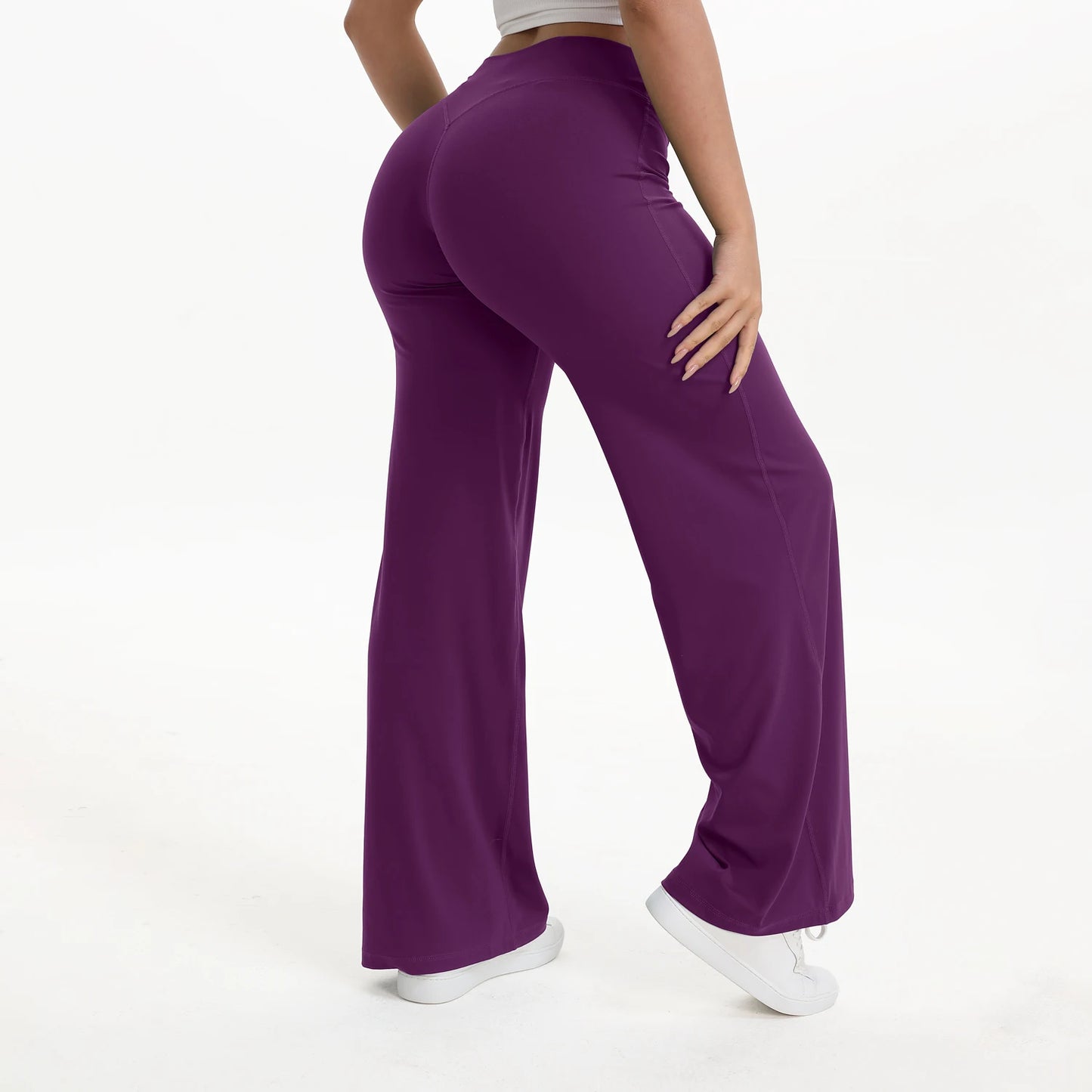 NCLAGEN SoftMotion Straight Leg Bottoms Women's Mid-Waist Yoga Pants GYM Leggings Naked Feel Pilates Running Sports Trousers
