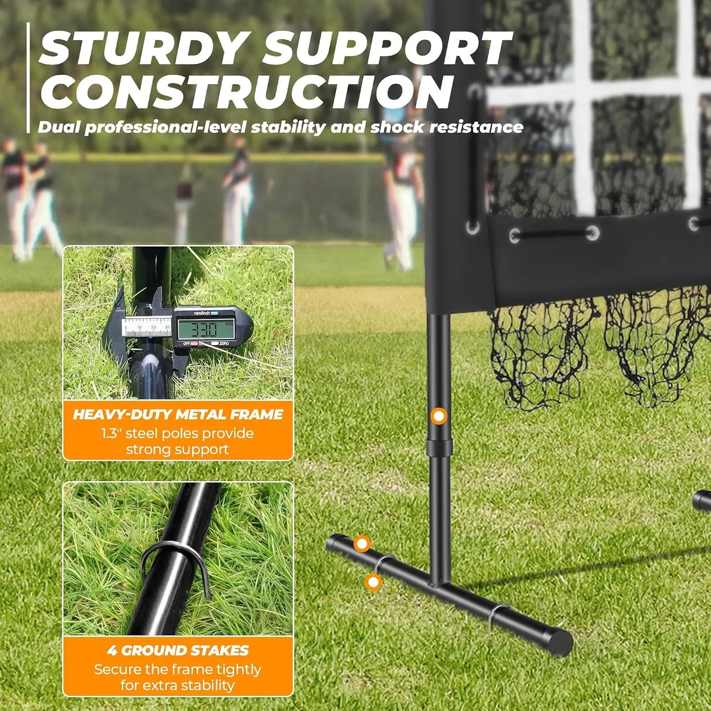 9 Hole Pitching Net, Portable Quick Setup Baseball Softball Nine Pocket Pitching Target with Strike Zone, Height Adjustable Pitcher Training Equipment with Carry Bag, 4 Ground Stakes