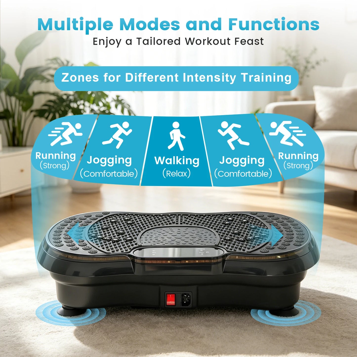 Smart Vibration Plate Exercise Machine With LED Light Strip Deep Muscle Full Body Workout Fitness Platform with 200 Adjustable Speed Levels 10 Training Modes for Weight Loss Toning & Relaxation