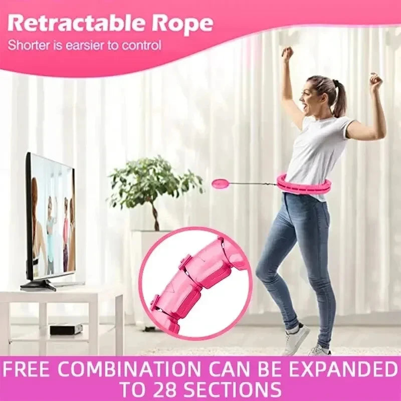 Smart Weighted Hula Hoop For Adults Weight Loss 47 Inch Waist 24 Detachable Links Fitness Hoop For Women And Beginners