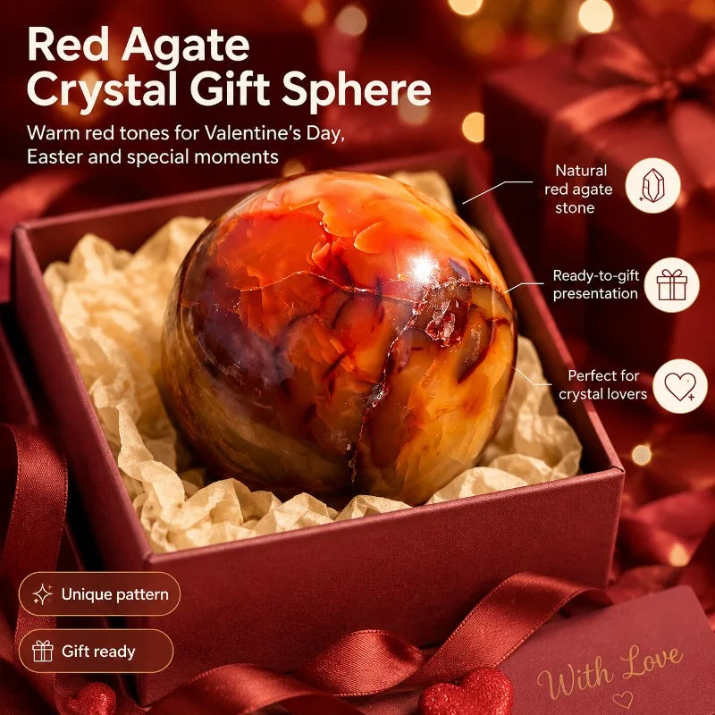 High quality natural red agate balls, red chalcedony balls with quartz texture, random styles, perfect home decoration art collection, unique Easter Valentine's Day gifts, ideal choice for crystal enthusiasts