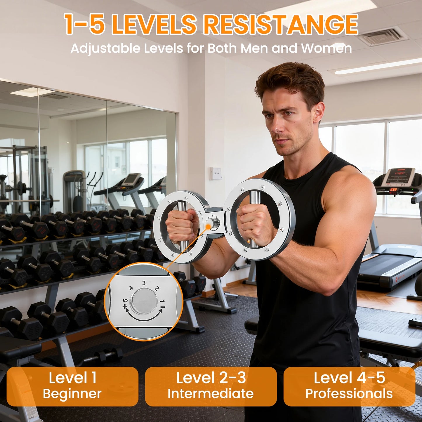 Rotator Machine Forearm Exerciser Arm Trainer With Adjustable Resistance 8-15Lbs 360° Rotatable Multifunctional Grip Strength Trainer for Home Boxing Gym