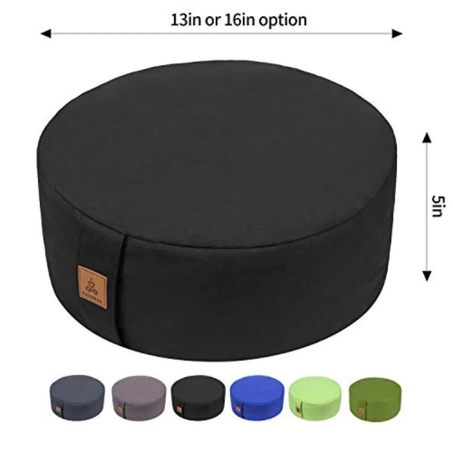 Zafu Buckwheat Meditation Cushion, D=13"/16" H=5.5", Round Zabuton Meditation Pillow, Yoga Bolster Kneeling Pillow Premium Yoga